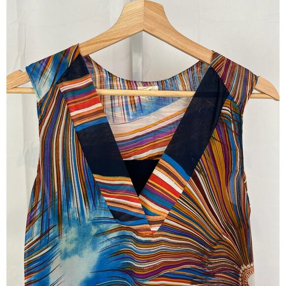 TINY XS Anthropologie Shoreline Sunburst Tunic Top Sleeveless Hi Low Multicolor - Picture 5 of 8